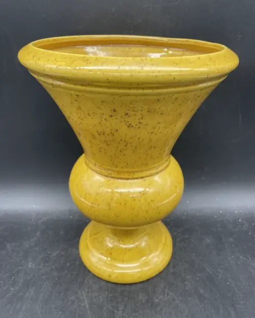 Vintage Haeger Art Pottery Pedestal Large Vase Mustard Gold Speckled