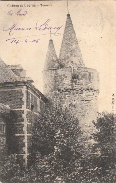CPA BELGIQUE BELGIUM LAERNE château tourelle timbrée 1906