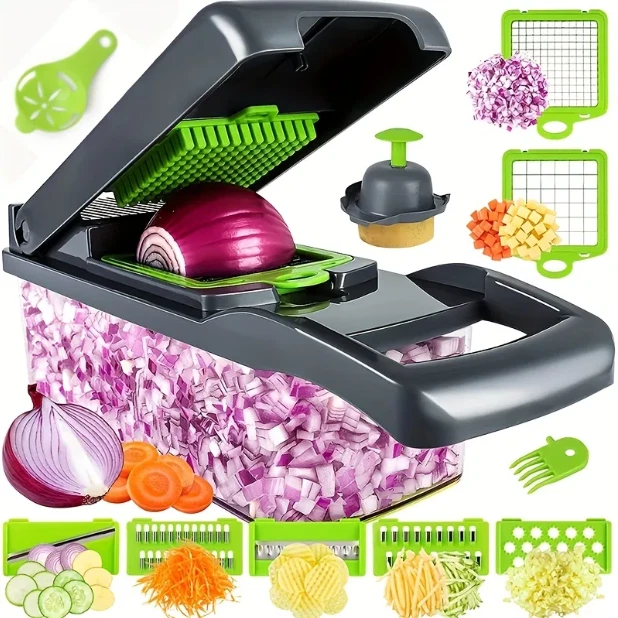 14pcs/Set Vegetable Chopper, Multifunctional Fruit Slicer, Manual Food Grater.