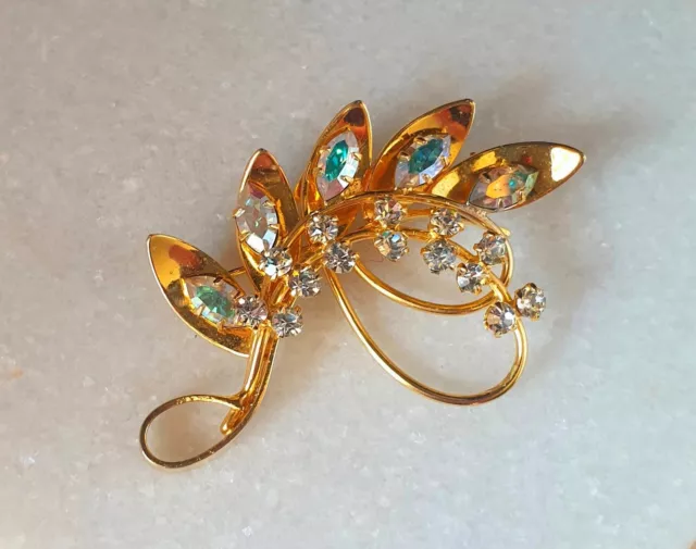 Donald Simpson Jewel Crest Gold Leaf Floral Brooch SIGNED EASTER SALE PRICE ONLY