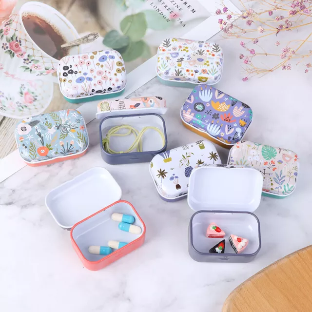 Mini Flower Tin Trinket Coin Box Jewelry Storage Case Tinplate Small FloralS.jh