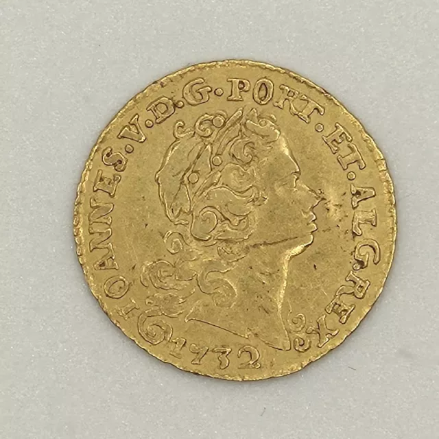 Moneda de oro Portugal 800 arroz 1732