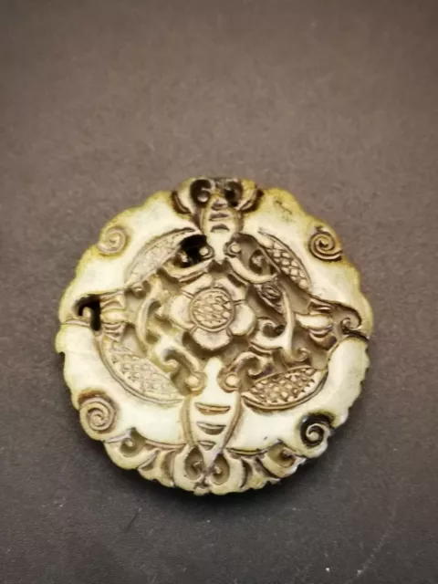 Old Chinese Nephrite Jade Hand-carved Butterfly Statue/pendant Piece Sd4