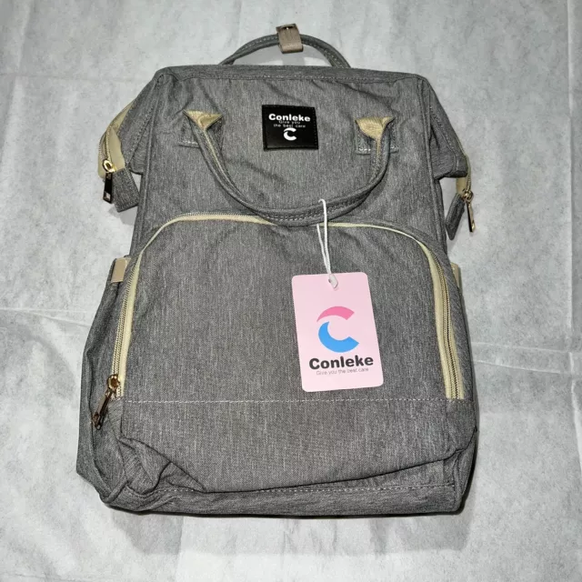 Diaper Bag Backpack Multifunction Travel Back Pack Maternity Baby Gray Pockets