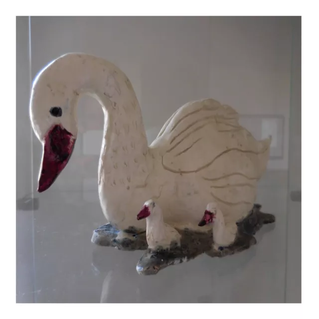 Statuette cygne en céramique fait main vintage art déco design XXe PN France N30
