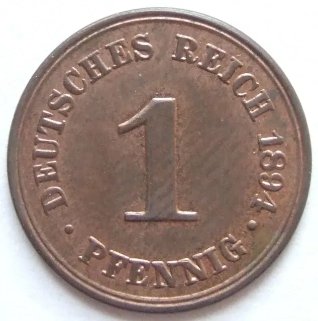 Moneta Reich Tedesco Impero Tedesco 1 Pfennig 1894 A IN Brillant uncirculated