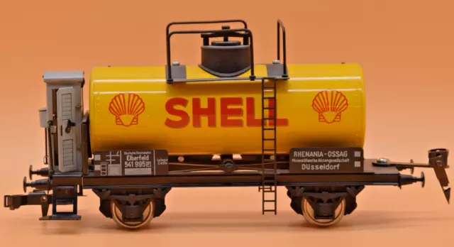 zweiachsiger Spur 0 Kesselwagen "Shell" kompatibel zu Märklin Blecheisenbahn