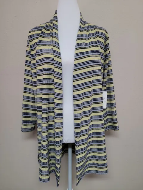 NWT CHAUS NEW YORK Women's Cardigan Long Sleeve Open Front Striped Print.Size XL