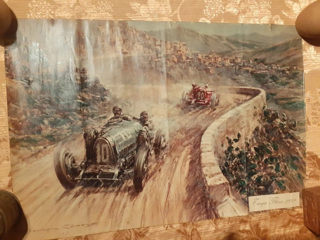 TARGA FLORIO 1929 BUGATTI POSTER Vintage 1966 dipinto Gordon Crosby
