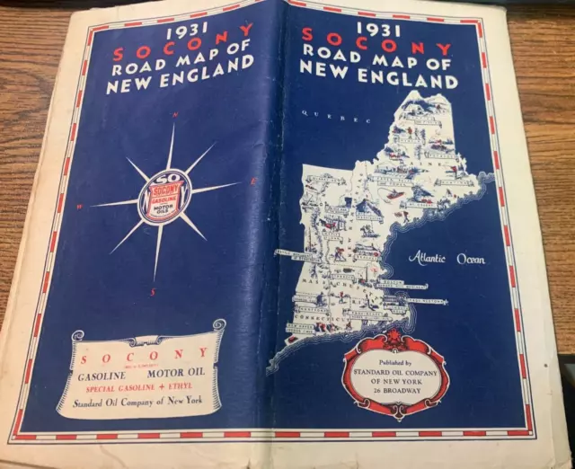 1931 SOCONY Road Map Of New England Standard Oil Company of New York 2