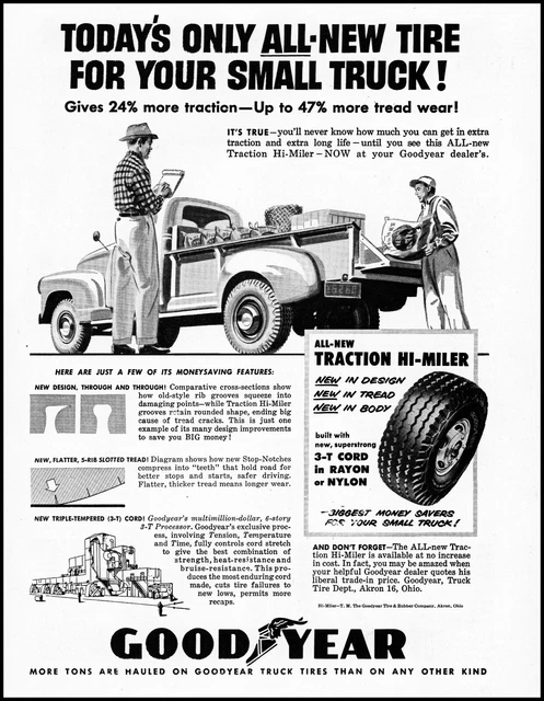 1954 Farmers Pich-up Truck Goodyear Hi-Miler Tires vintage art print ad ads33