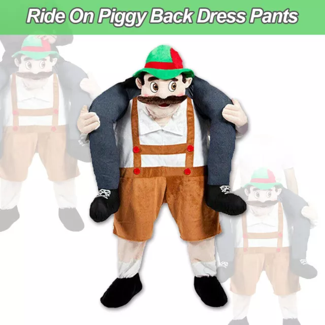 Ride On Piggy Back Dress Pants Costume Carry Me Brown Mascot Party Polyester