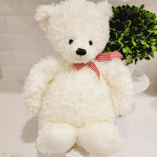 HALLMARK Soft Plush Teddy Bear Stuffed Animal Red And White Ribbon ADORABLE