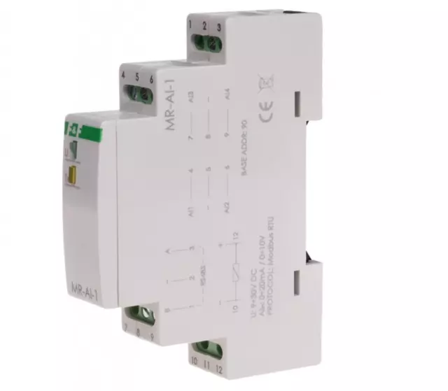 Modulo F&F MR-AI-1 per ingressi analogici MODBUS RTU RS-485 PLC 12V 24V DC IP20