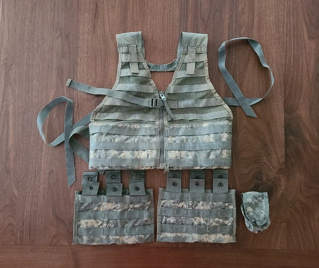 MOLLE II FLC Fighting Load Carrier VEST 2 TRIPLE MAG & HG POUCHES ACU US Army GC