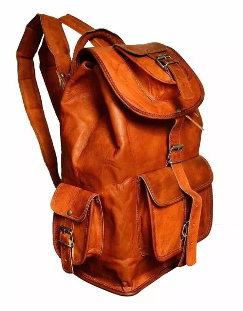 Mochila para ordenador portátil vintage de cuero auténtico para hombre de...