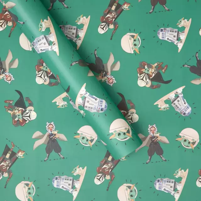 4m Star Wars The Mandalorian Wrapping Gift Wrap Paper Rolls (2 x 2m Rolls) - New