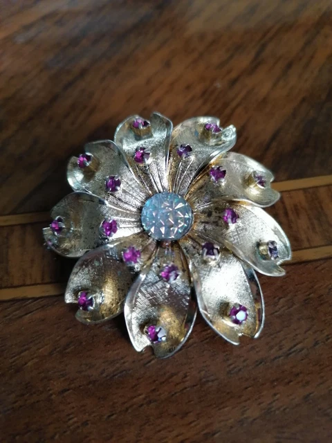Broche Vintage Strass Et Perles - Bijou Ancien élégant - Parfaite Pour Customiser