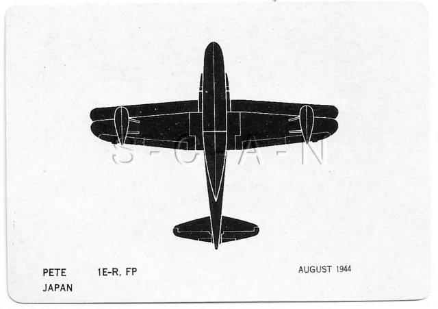 WWII Double Sided Recognition Photo Card- Seaplane- Pete - Japan- 1944