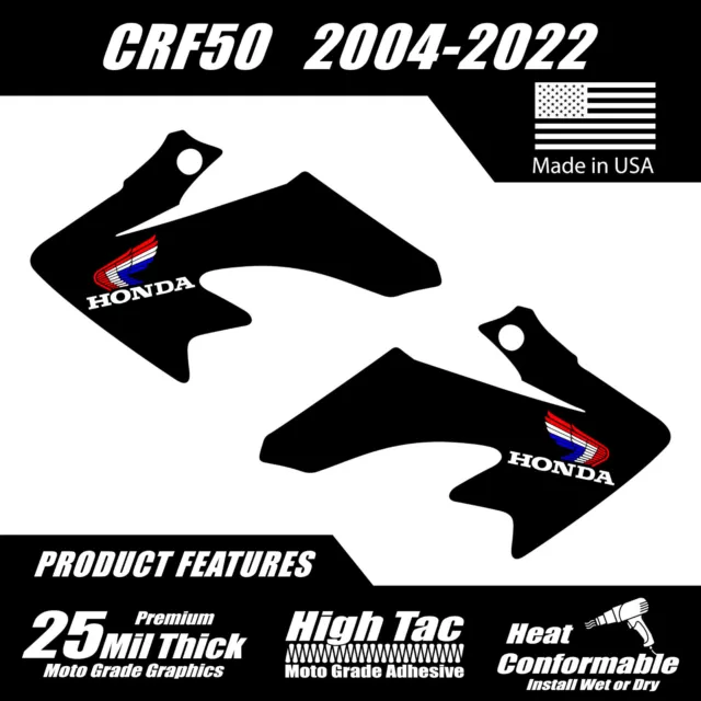 CRF50 2004-2022 Shroud Graphics Vintage Wing RWB black bg FREE SHIPPING!