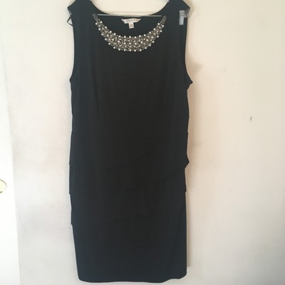 Studio AA Women's 20W Black Sleeveless Beaded Dress