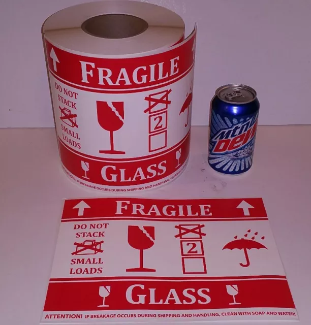 500 JUMBO LARGE - FRAGILE GLASS intl symbol  Stickers Labels PALLET SIZE warning