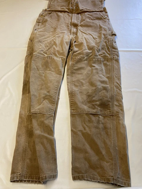 VTG CARHARTT R28 BRN BROWN DUCK BIB OVERALLS NAIL APRON CARPENTER 44x30 99.00 PicClick
