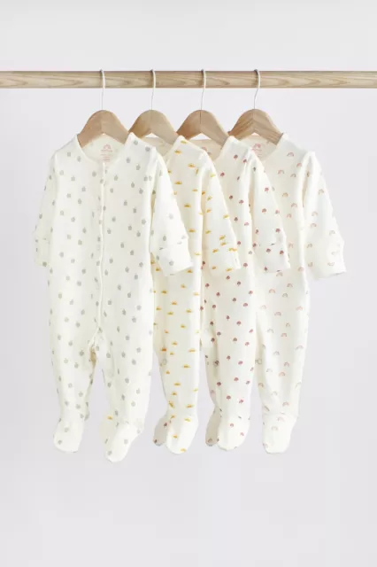 Baby Girls Boys 4 Pack 6-9 Months Cream Sleepsuits / Babygrows Next BNWT