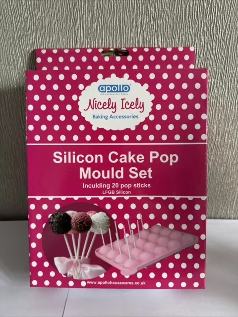Apollo Pink Silicon Cake Pop Mould Set 20 Sticks NEW FREE POSTAGE