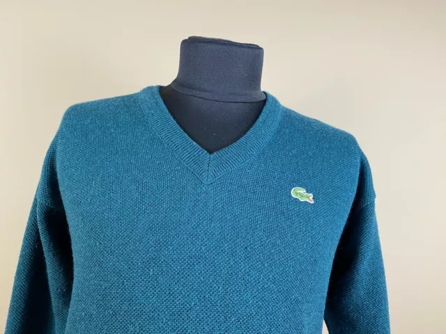 Suéter para hombre Lacoste manga larga cuello redondo logotipo lana verde talla 6 2