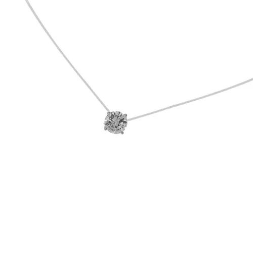 COLLIER Ras de cou Pendentif Solitaire 3mm ZIRCO serti ARGENT sur fil NYLON NEUF