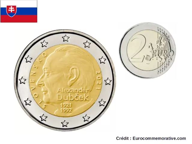 2 Euros Commémorative Slovaquie 2021 Dubcek UNC