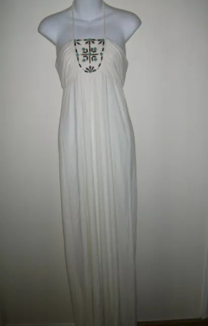 MILLY Women's White Embellished Halter Maxi Dress Sz S 525