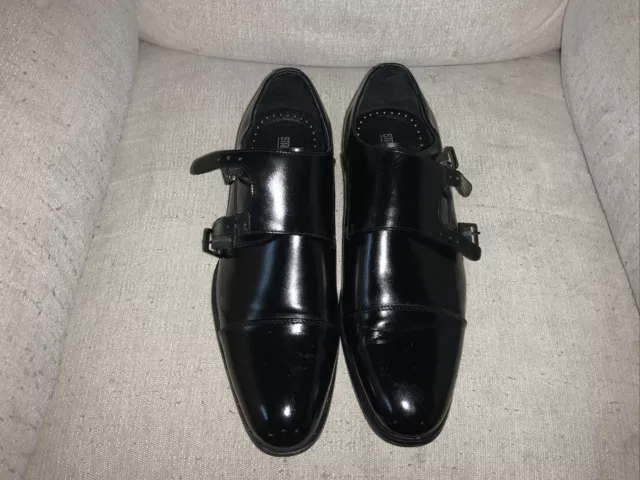 STACY ADAMS DRESS Shoes Mens Size 10.5 Medium Black Leather Buckle Up ...