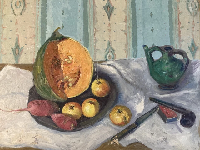 Peinture à L'Huile Sur Toile - Nature Morte Aux Poires - Signée Vers 1900 - à Identifier