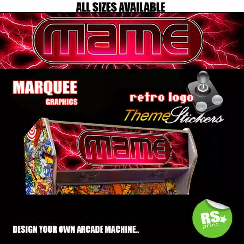 Mame red graphic Arcade Artwork Marquee Stickers Graphic / All Sizes