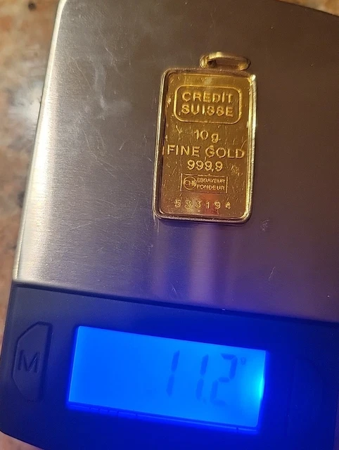 24k 10 Gram Pure Gold Credit Suisse Gold Bar Pendant 24k 10 Gram Pure Gold Credit Suisse Gold Bar Pendant