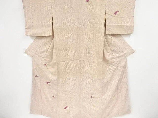 80398# Japanese Kimono / Antique Kimono / Embroidery / Fan Pattern