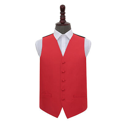 DQT Woven Plain Solid Check Red Formal Mens Wedding Waistcoat S-5XL
