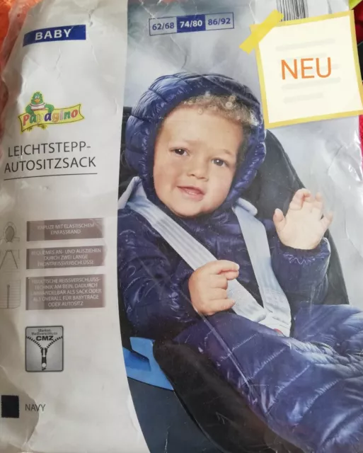 NEU Baby Autositzsack Leichtstepp Overall für Autositz/Babytrage blau Gr. 74/80