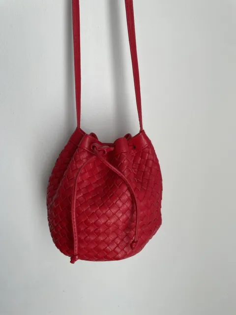 Vintage Ganson Red Small  Weaved Bucket Crossbody Purse