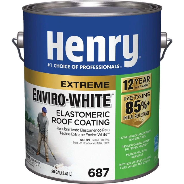 Henry Enviro-White 1 Gal. Acrylic Elastomeric Roof Coating HE687046 Henry