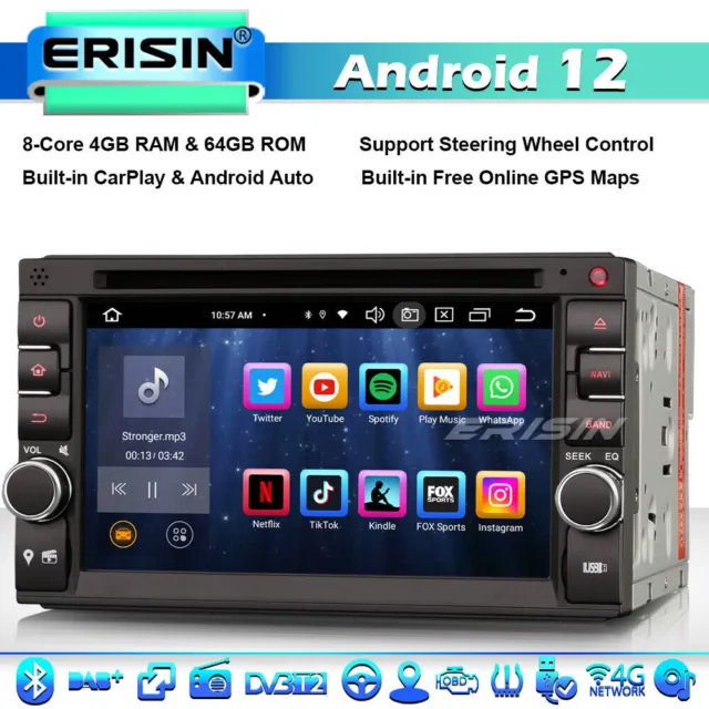 Android 12 64GO 8-Core 2 Din Autoradio GPS DVD Stéréo BT 5.0 DAB+TNT DSP CarPlay
