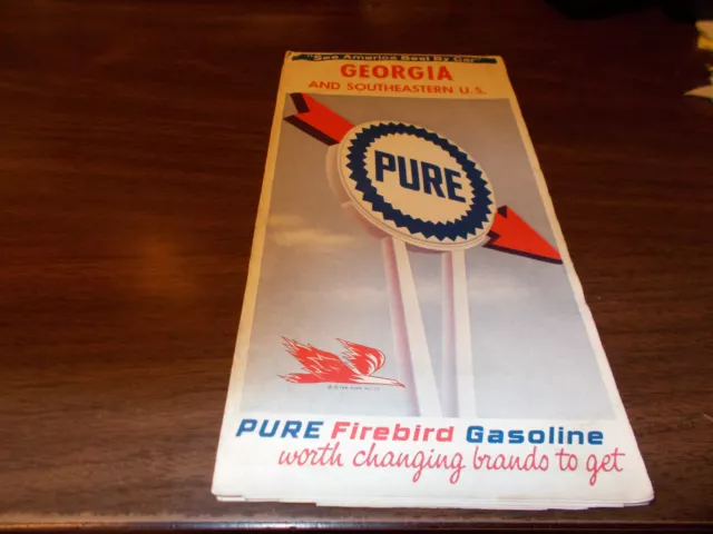 1965 Pure Oil Georgia Vintage Road Map