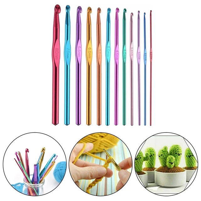 Juego de agujas de ganchillo para reducir el dolor 12 piezas herramientas de tejido de aluminio 2 08 0 mm