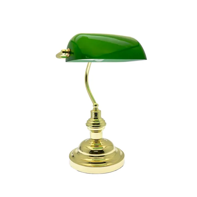 Retro Bankers Desk Lamp Brass Vintage Classic Green Shade Desk Light