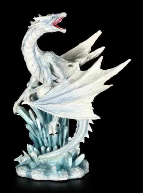 Drachen Figur - Fry mit Eiskristallen - Fantasy Dragon Gothic Deko Statue