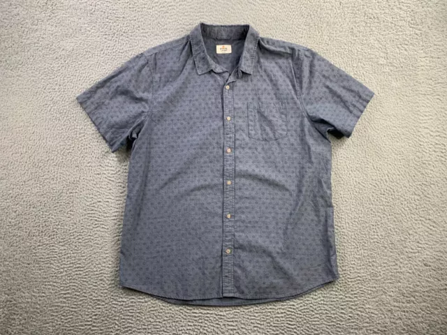 Marine Layer Shirt Mens XL Blue Button Up Short Sleeve Pattern Cotton