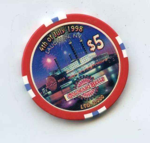 5.00 Chip from the Colorado Belle Casino Laughlin Nevada 4th of July 1998