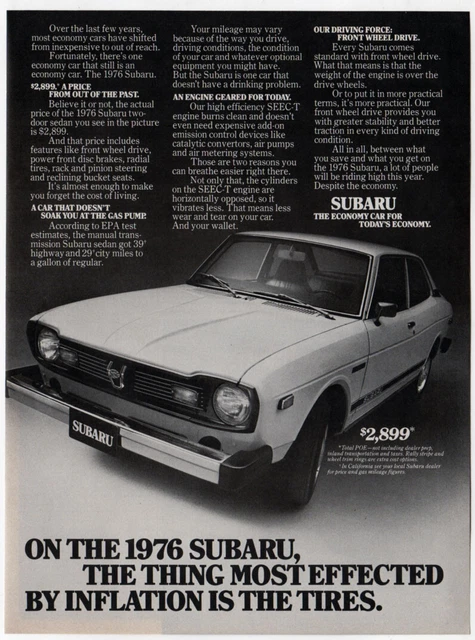 1976 SUBARU 2-Door Sedan Vintage Original Print AD | White car photo USA